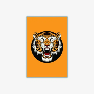 Wolf & Badger Yellow / Orange Vintage Tiger A3 297 X 420Mm Stanley Print House