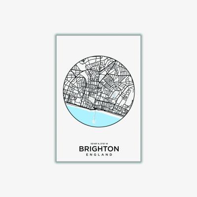 Wolf & Badger Blue Map Of Brighton Xxs Stanley Print House