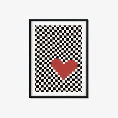Wolf & Badger Black Pixel Heart A3 297 X 420Mm The Native State
