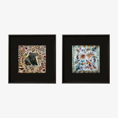 Wolf & Badger Australian Natura Black Framed Silk Scarves Un Poco