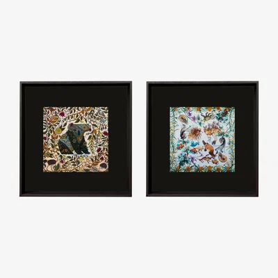 Wolf & Badger Australian Natura Black Framed Silk Scarves Un Poco