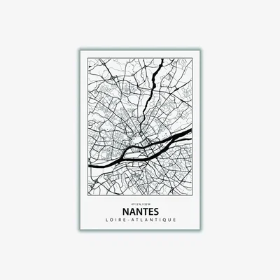 Wolf & Badger Black Map Of Nantes Medium Stanley Print House