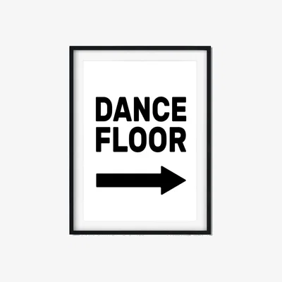Wolf & Badger Black Dance Floor - Arrow Right - A1 Print Size A1 594 X 841Mm The Native State