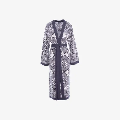 Wolf & Badger Women's White / Grey Graphic Print Knit Cardigan - White & Gray | Xs/S | Concept a Trois
