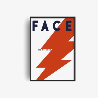 Wolf & Badger Red / Blue / Neutrals Face The Strange David Bowie Inspired Retro Giclée Art Print A2 420 X 594Mm Fanclub