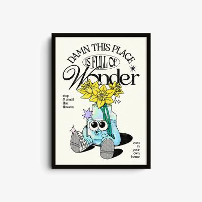 Wolf & Badger Blue / Yellow / Orange Full Of Wonder - Giclee Fine Art Print - Large | A2 | 420 X 594Mm | East Side Studio London