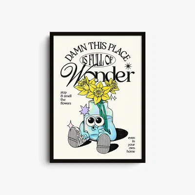 Wolf & Badger Blue / Yellow / Orange Full Of Wonder - Giclee Fine Art Print - Large | A2 | 420 X 594Mm | East Side Studio London