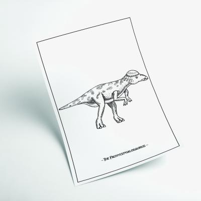 Wolf & Badger Black The Pachycephalosaurus A2 420 X 594Mm Stanley Print House
