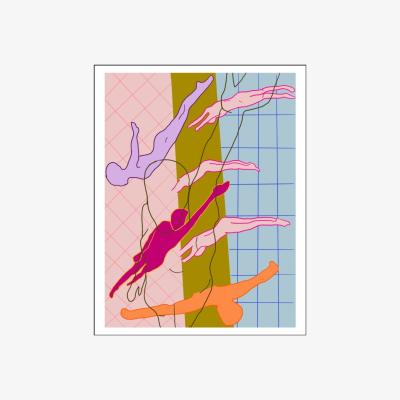 Wolf & Badger Swimmers Print 11 X 14" Hannah Via Art