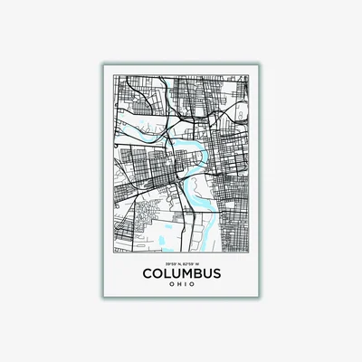 Wolf & Badger Black Map Of Colombus Ohio Medium Stanley Print House
