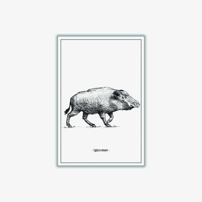Wolf & Badger Grey Wild Boar A2 420 X 594Mm Stanley Print House