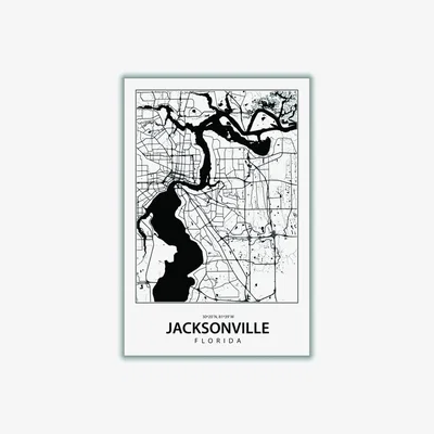 Wolf & Badger Black Map Of Jacksonville Medium Stanley Print House