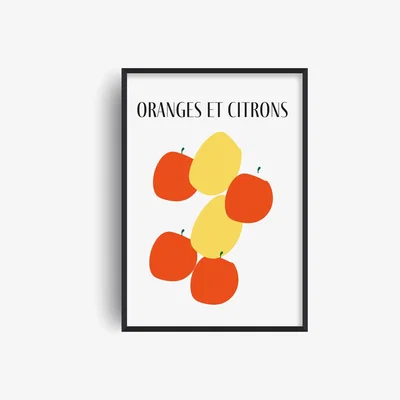 Wolf & Badger Oranges And Lemons French Giclée Retro Art Print A3 Fanclub