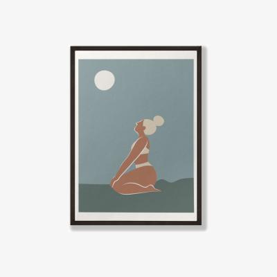 Wolf & Badger Green / Neutrals Moonlit Yogi Giclée Fine Art Print - Earthy Greens - A3 | A3 | 297 X 420Mm | Dewerstone