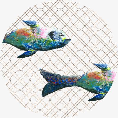 Wolf & Badger Circle Wall Sticker Fish Zigzag Catchii