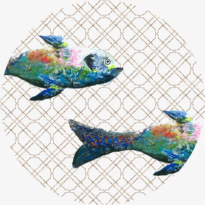 Wolf & Badger Circle Wall Sticker Fish Zigzag Catchii