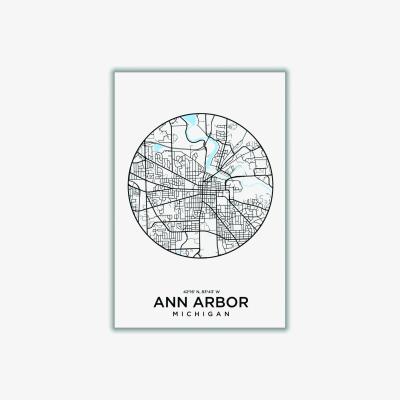 Wolf & Badger Blue Map Of Ann Arbor A3 297 X 420Mm Stanley Print House