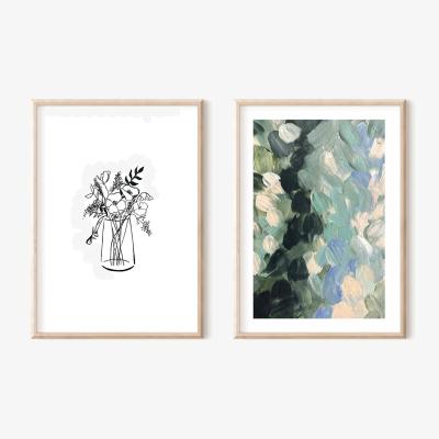 Wolf & Badger Green / Neutrals Perfect Bouquet And Muted Greenery Abstract Print Pair A3 297 X 420Mm Emily M Art & Design