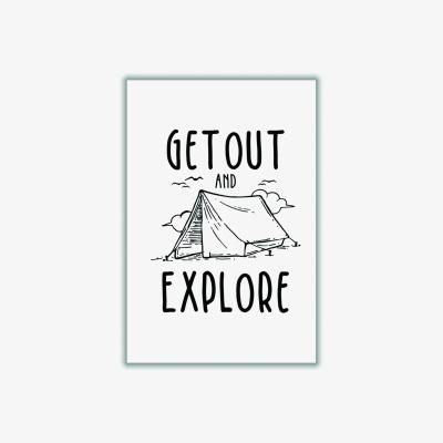 Wolf & Badger Black Get Out And Explore A3 297 X 420Mm Stanley Print House
