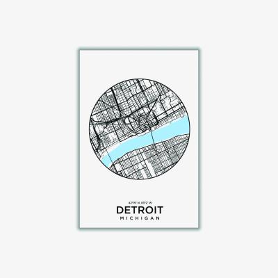 Wolf & Badger Blue Map Of Detroit Medium Stanley Print House