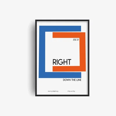 Wolf & Badger Black / Blue / Red Right Down The Line Giclée Art Print A2 Fanclub
