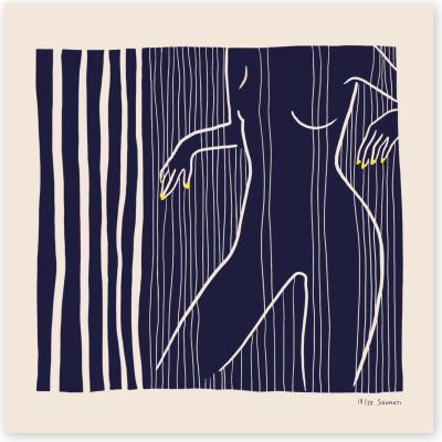 Wolf & Badger At Night Limited Edition Art Print 20 X 20Cm Soumati Studio