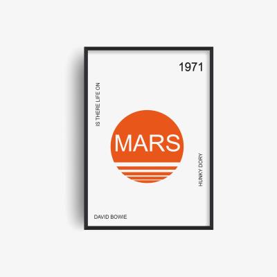 Wolf & Badger Red Life On Mars David Bowie Retro Giclée Art Print A2 420 X 594Mm Fanclub