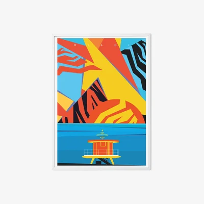 Wolf & Badger Miami Beach Forever Summer Art Print A3 297 X 420Mm Eye for London Prints
