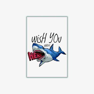 Wolf & Badger Blue Wish You Were Here Shark A2 420 X 594Mm Stanley Print House