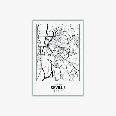Wolf & Badger Black Map Of Seville Spain Small Stanley Print House