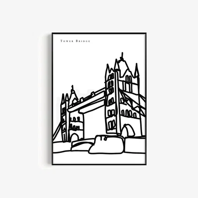 Wolf & Badger Black / White Tower Bridge Art Print - A3 | A3 | 297 X 420Mm | Natalie Cass Art