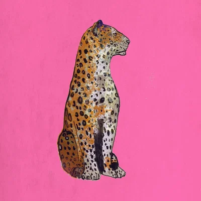 Wolf & Badger Pink / Purple The Leopard Statue Signed Print Jessica Russell Flint