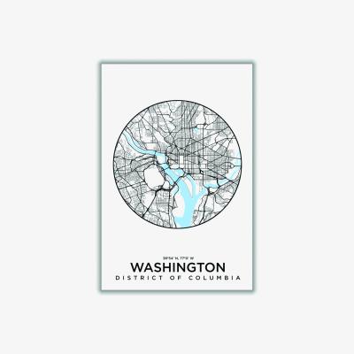 Wolf & Badger Blue Map Of Washington A2 420 X 594Mm Stanley Print House