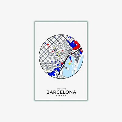 Wolf & Badger Map Of Barcelona Spain Large Stanley Print House