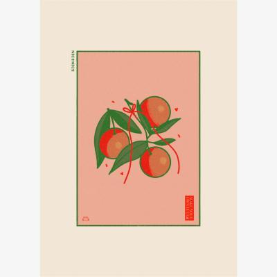 Wolf & Badger Lucky Mandarins Print A4 210 X 297Mm Niconico