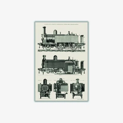 Wolf & Badger Neutrals Engine Train A4 210 X 297Mm Stanley Print House