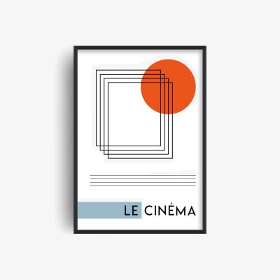 Wolf & Badger White / Black / Blue Le Cinèma French Abstract Giclée Art Print A3 | A2 | 420 X 594Mm | Fanclub