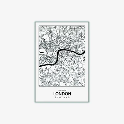 Wolf & Badger Black Map Of London England A2 420 X 594Mm Stanley Print House