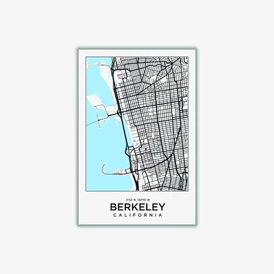 Wolf & Badger Blue Map Of Berkeley California A2 420 X 594Mm Stanley Print House