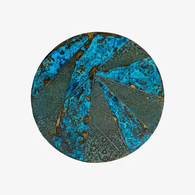 Wolf & Badger Blue / Green Handmade Solid Copper Wall Art With Full Verdigris Patina, Color Ocean Blue | Anatoliacraft