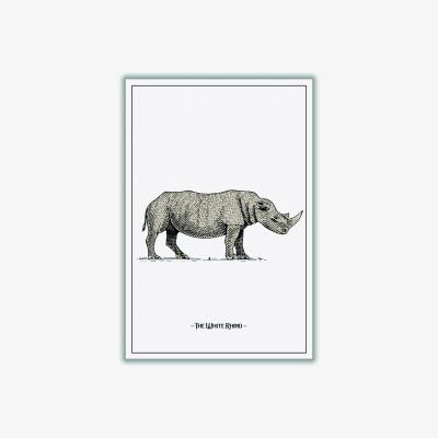 Wolf & Badger Grey The White Rhino A2 420 X 594Mm Stanley Print House