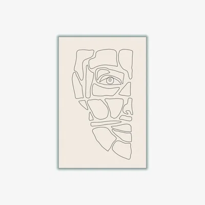Wolf & Badger Black Abstract Face Lines #3 Large Stanley Print House