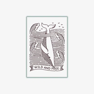 Wolf & Badger Brown Wild And Free Whale A2 420 X 594Mm Stanley Print House