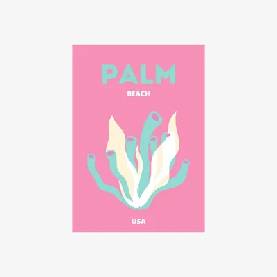 Wolf & Badger Pink / Purple Palm Beach Art Poster | Artchi