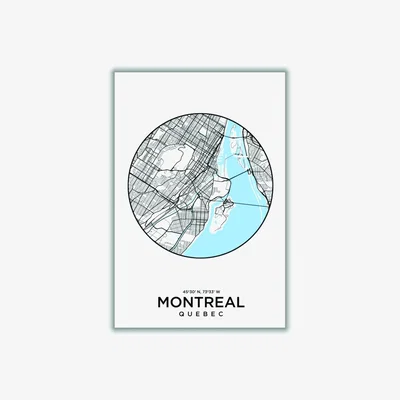 Wolf & Badger Blue Map Of Montreal Large Stanley Print House