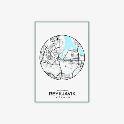 Wolf & Badger Blue Map Of Reykjavik Extra Small Stanley Print House