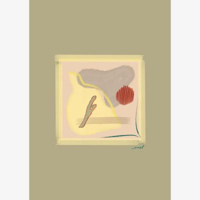Wolf & Badger Green / Yellow / Orange Un Limon En Cielo By Met Giclée Fine Art Print - Green A4 210 X 297Mm Blue Nude