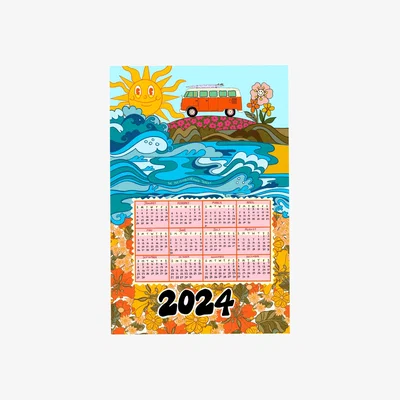 Wolf & Badger Blue Calendar Print A3 297 X 420Mm The Neighbourhood Threat