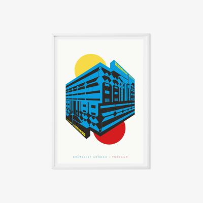 Wolf & Badger Brutalist Peckham Art Print Brutalist London Architecture Prints A3 297 X 420Mm Eye for London Prints