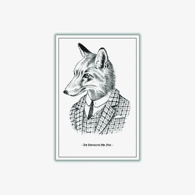 Wolf & Badger Grey The Fantastic Mr. Fox A2 420 X 594Mm Stanley Print House